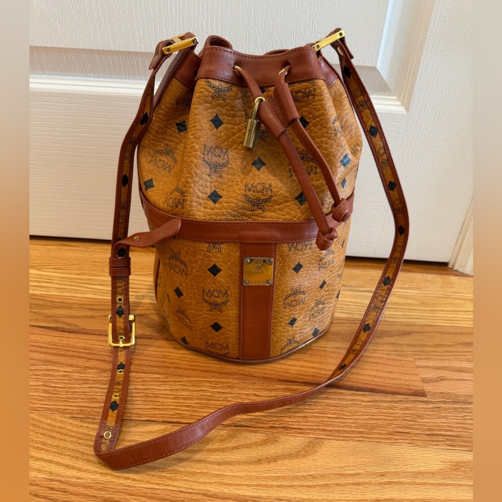 Authentic Vintage MCM Brown and Tan Bucket Bag